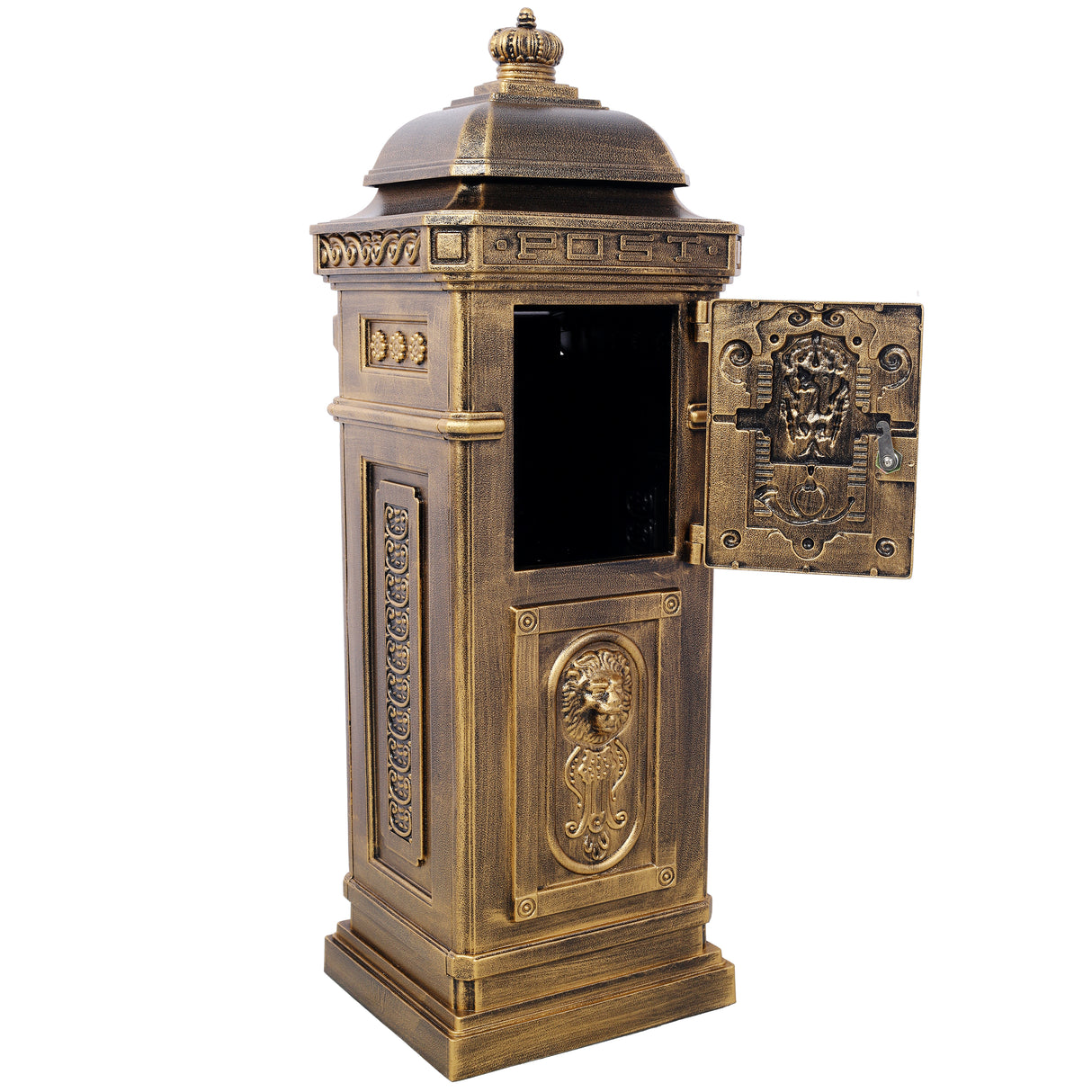 Mailbox Residential The Court Large-Capacity Letter Box Garden Floor Safety Outdoor Rainproof Postbox Statue--Copper