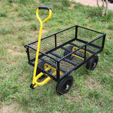 Roues solides outils chariot chariot camions de jardin Transport bois de chauffage noir jaune