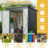 6 x 4 ft Outdoor Storage Shed Lahat ng Weather Tool para sa Hardin sa Backyard Lawn Black