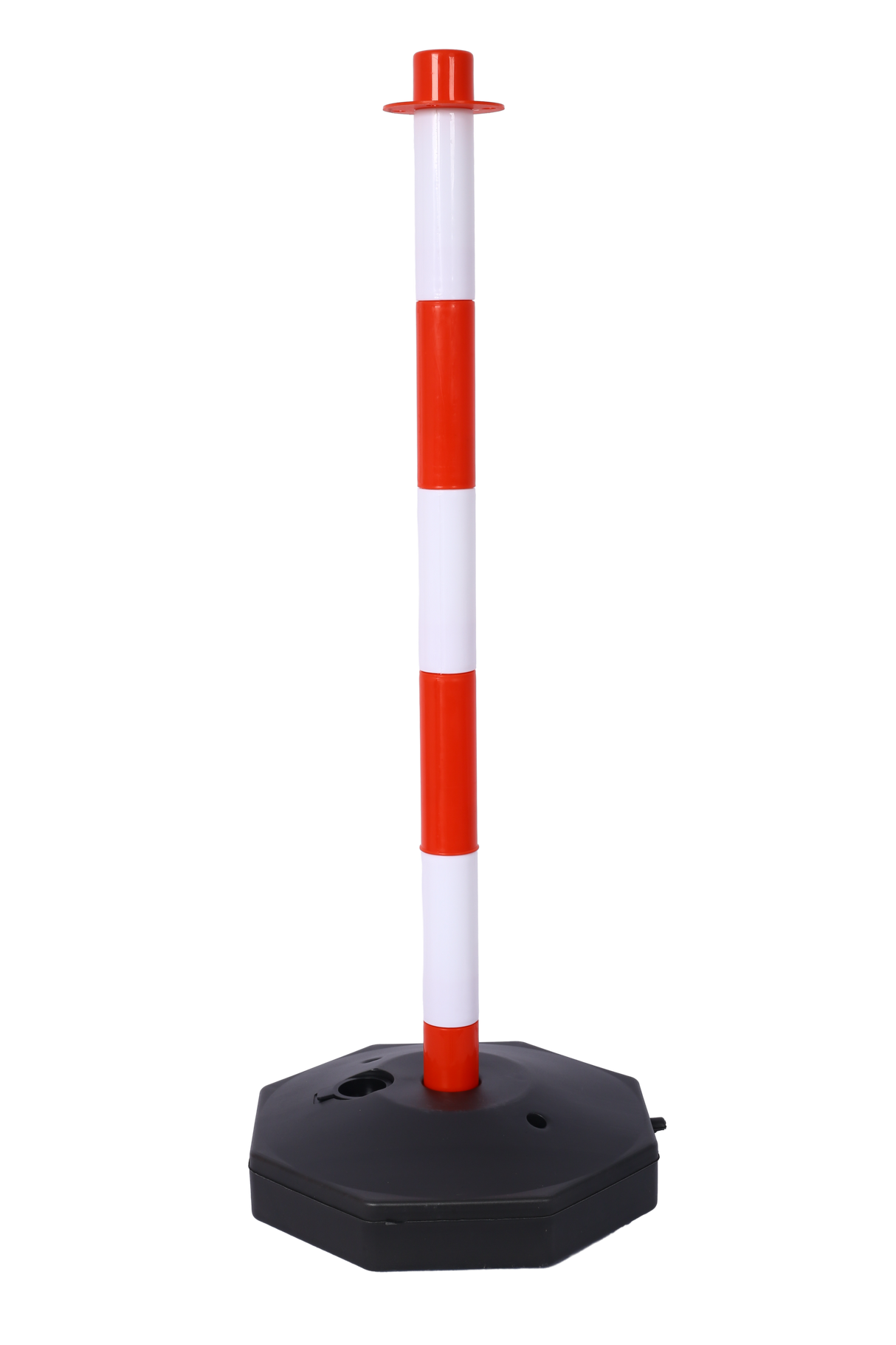 12 Pack Traffic Delineator Post Cones with Fillable Base Adjustable Safety Barrier with 5Ft Plastic Chain Outdoor and Indoor Crowd Control Stanchion for Control and Warning--White+Red