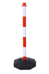 12 Pack Traffic Delineator Post Cones with Fillable Base Adjustable Safety Barrier with 5Ft Plastic Chain Outdoor and Indoor Crowd Control Stanchion for Control and Warning--White+Red