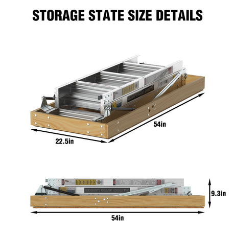 Household Aluminum Attic Ladder 25" x 54" 375 lbs Capacity 7'8"-10'3" Ceiling Height--Grey