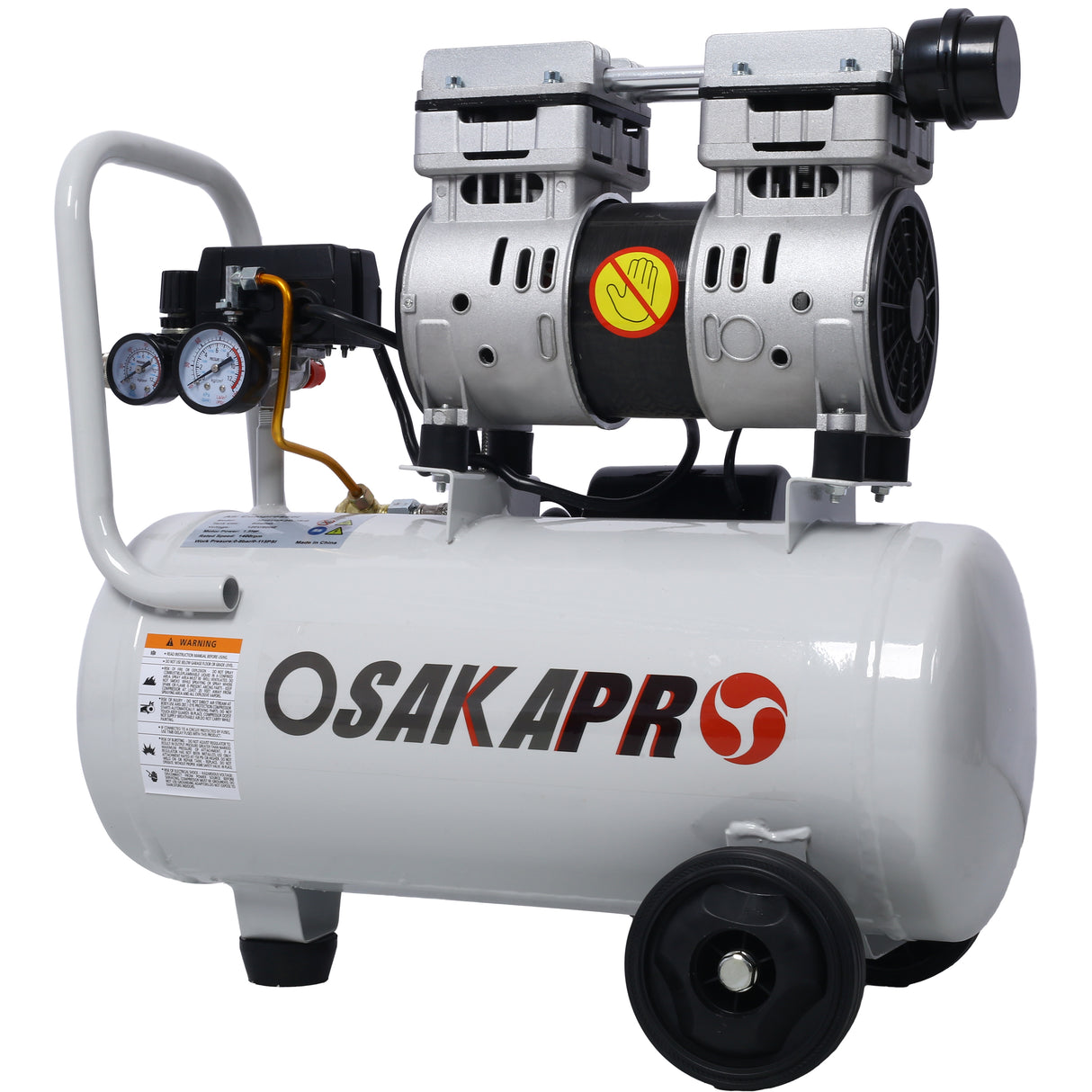 1.5HP Silent Oil-Free Air Compressor 8 Gallon Electric Shop Portable Lightweight with Wheels 70 DBA Noise Level with Automatic Drain Valve Light Gray