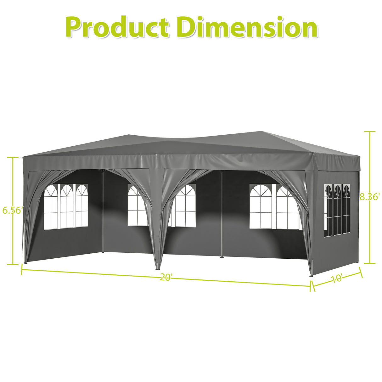 Tenda pieghevole portatile per feste da esterno con baldacchino pop-up EZ da 10'x20' con 6 pareti laterali rimovibili + borsa per il trasporto + 6 sacchi per pesi Beige Grigio