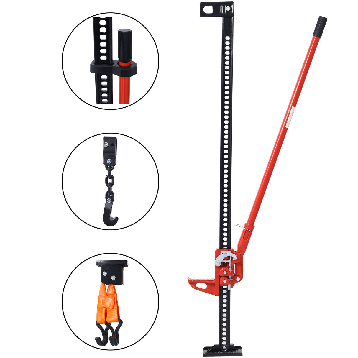 High Lift Farm Jack 60" Utility 7000 lbs Kapasiteetti Räikkä maastossa Raskas kuormatraktori kuorma-auton puskurin nosto punainen