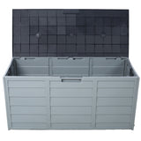 All Weather UV Pool Deck Box 250 lbs Capacity Storage Shed Bin Backyard Patio Outdoor w/ Wheel 75 Gallon Resin Deck Box-Organization and Storage for Furniture Cushions Garden Tools and Pool Toys--Gray