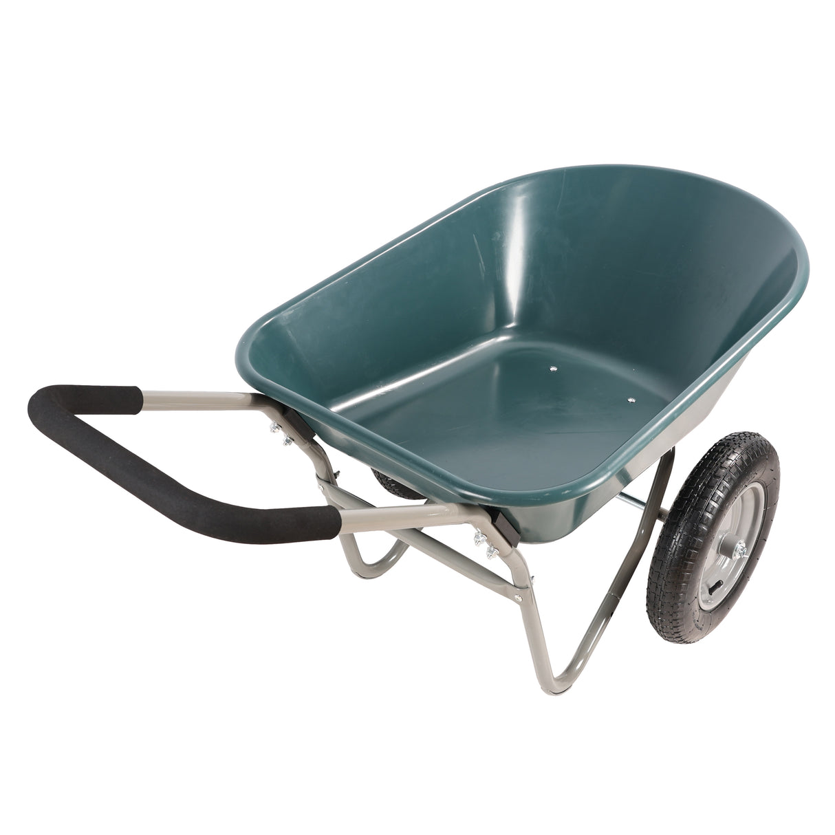 Wheel Barrow Two wheeled Trolley for Green Garden 15 inch Pneumatic 300 lbs Capacity