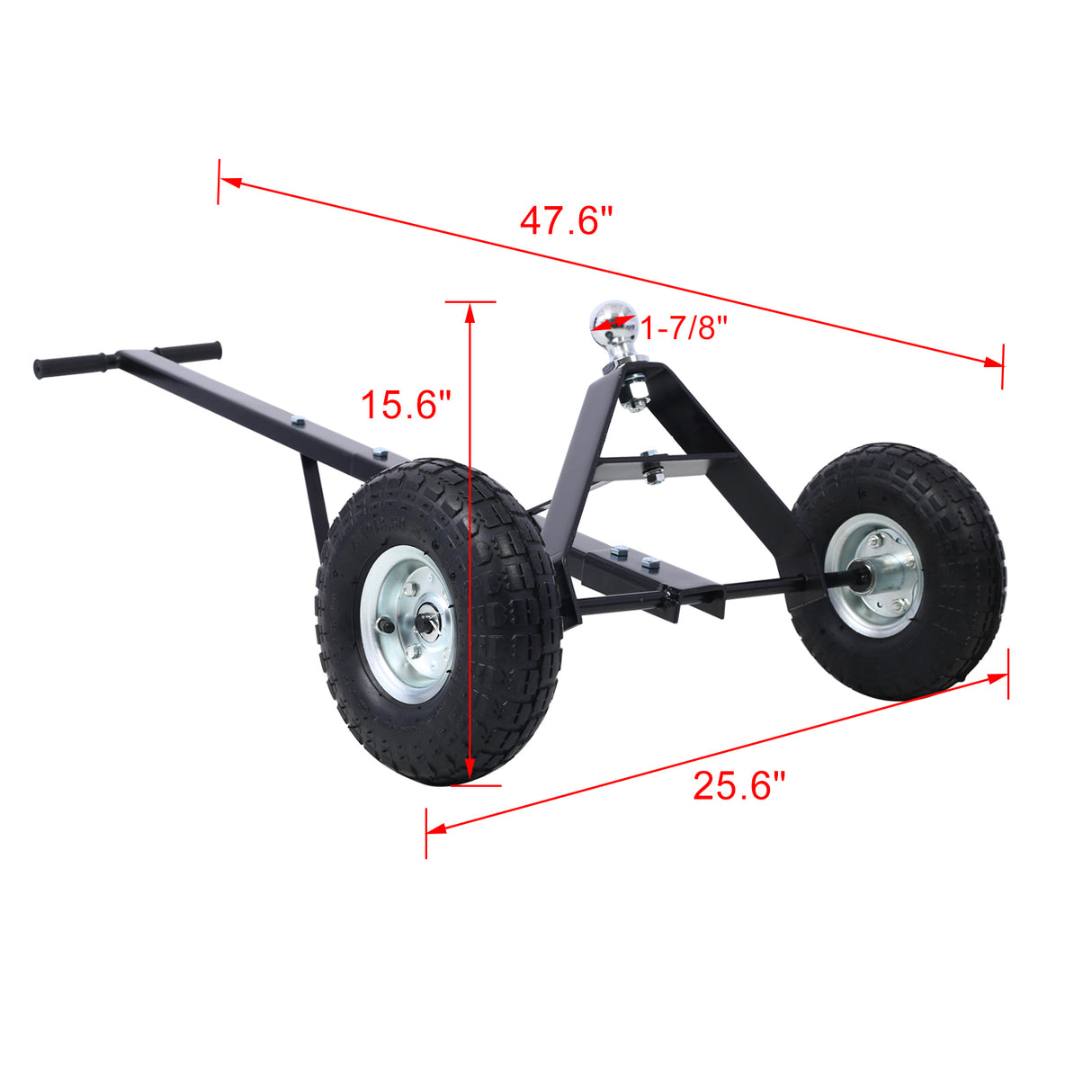 Chariot de remorque avec pneus pneumatiques 600 lb. Capacité maximale de poids de la langue - Noir