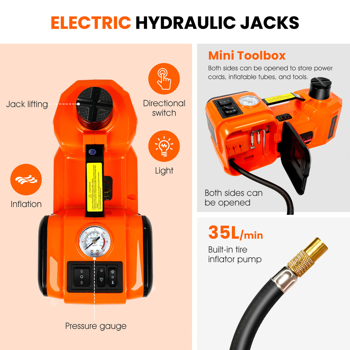 Electric Car Jack kit 5 Ton/11023 LBS Hydraulic Jack Lift with Electric Impact Wrench