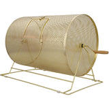 Raffle Drum Holds 10000 Tickets or 300 Ping Pong Balls Metal Lottery Spinning Drawing with Wooden Turning Handle 14.8 x Ø21.26 inch Brass Plated Raffle Spinning Cage for Bingo Ballot