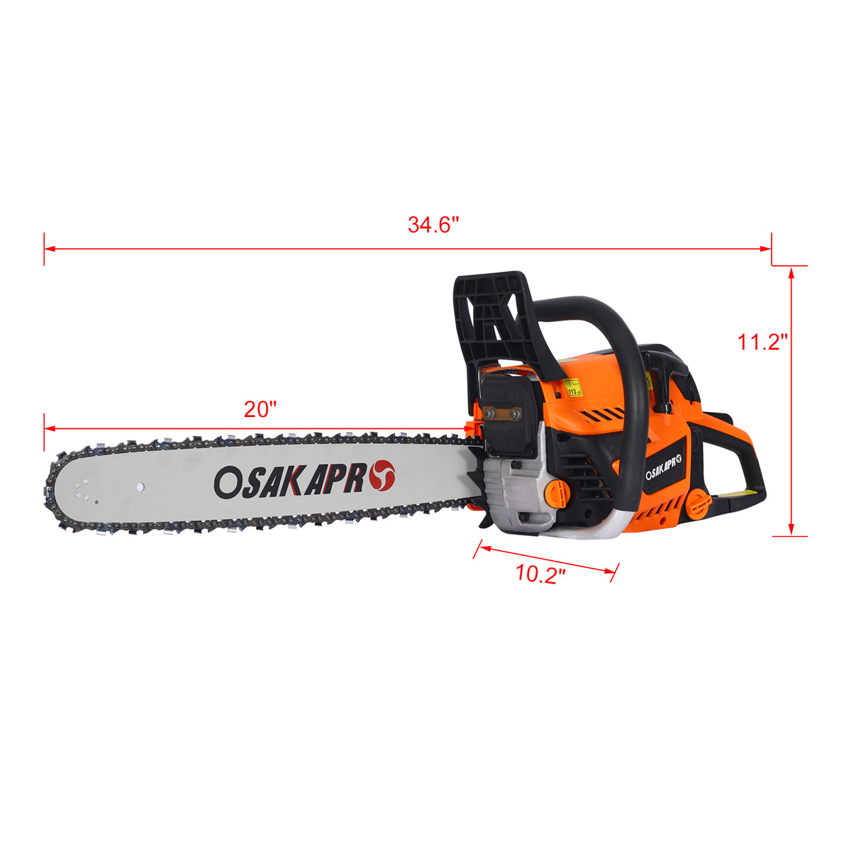 20-Zoll-58-cm³-Benzinkettensäge zum Schneiden von Bäumen und Holz, 2-Takt, EPA-konform, Orange