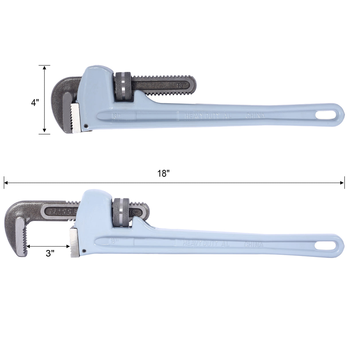 4PCS Aluminium Pipe Wrench Adjustable Jaw Plumbing Pipe Wrench (10" 14" 18" 24" inch) Pipe Wrench Set