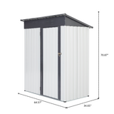 5x3x6ft Garden Metal Storage Lifter Shed Outdoor Storing Tools Rainproof Hinge Door Version Gray White