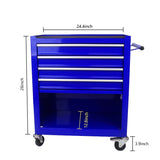 4 Drawers Multifunctional Tool Cart with Wheels Blue