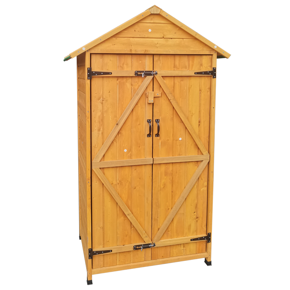 68.50"X 22.83"X 40.35" Wooden Shed Natural for Backyard Garden Big Spire Tool Storage