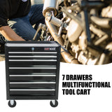 7 Drawers Multifunctional Tool Cart with Wheels Black