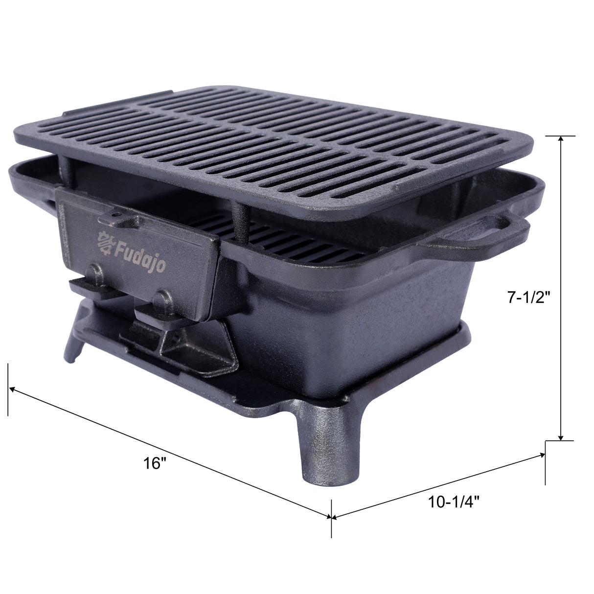 Grill ovale en fonte, poêle à charbon de bois et de table Portable d'extérieur, petit réchaud de Camping Durable émaillé Hibachi-noir