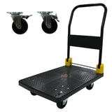 Natitiklop na Platform Push Hand Truck Cart 880 lbs. Kapasidad ng Timbang, 2 Swivel Brake Wheels--Black