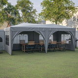 10'x20' EZ Pop Up Canopy Tente pliante de fête portable d'extérieur avec 6 parois latérales amovibles + sac de transport + 6 sacs de poids Beige gris