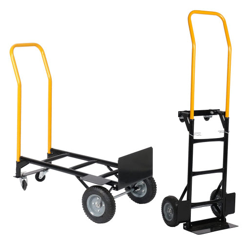 Hand Truck Dual Purpose 2 Wheel Dolly Cart and 4 Wheel Push Cart with Swivel Wheels 330 Lbs Capacity Heavy Duty Platform Cart for Moving Warehouse Garden Grocery