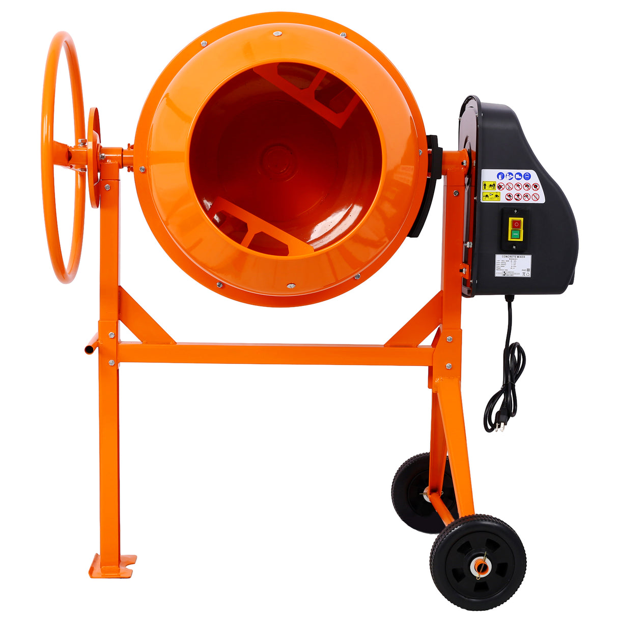 Cement Mixer 5 Cu. Ft Electric Concrete Machine 650W AC Motor Portable Power for Mortar Stucco and Fodder