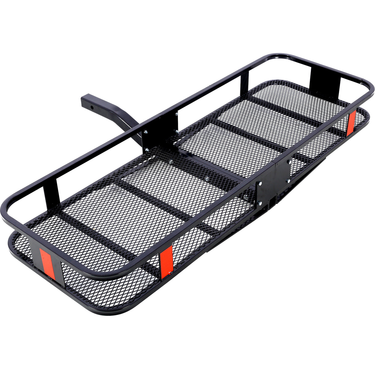 Cesta transportadora de carga con montaje de enganche de 60" x 21" x 6" + bolsa de carga impermeable de 16 pies cúbicos (56" 20" 20") Capacidad de peso de transporte de 500 libras y un brazo plegable con red estabilizadora de enganche y correas