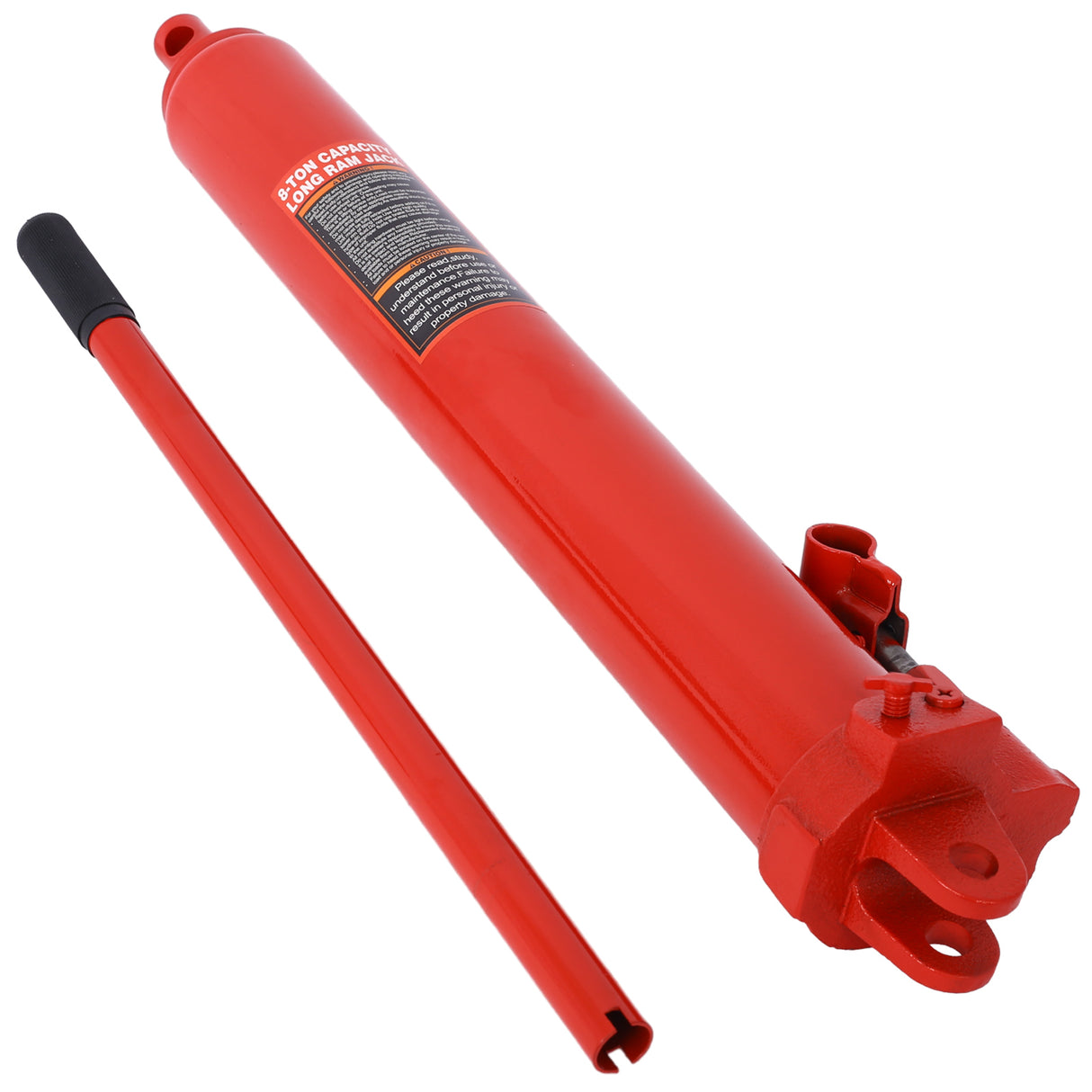 Hydraulic Long Ram Jack with Single Piston Pump and Clevis Base Fits Garage/Shop Cranes Engine Hoists and More 8 Ton (16,000 lb) Capacity Red