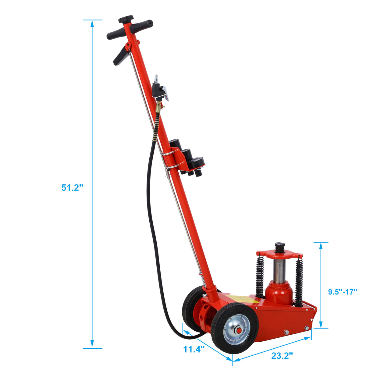 22 Tonnen hydraulischer Wagenheber, luftbetriebene Achsflasche mit 4 Verlängerungssattel-Set, integrierten Rädern, Rot