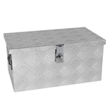 20 Inch Silver Aluminum Tool Long Box 5 Bar Tread Flat for Truck Car Outdoor Trailer Pickup Underbody RV ATV Storage Tools Organizer with Lock Side Handle and Keys (20.1"×11.8"×9.3")