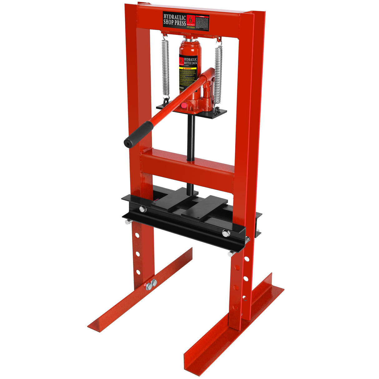 6 Ton Hydraulic H-Frame Garage Floor Shop Press with Plates Adjustable--Red