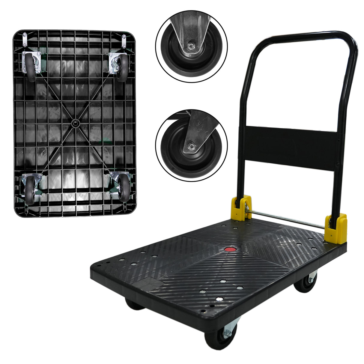 Carro de mano con plataforma plegable, 880 lbs. Capacidad--Negro