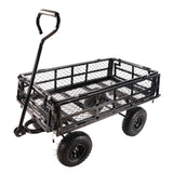 Black Double Fence Utility Wagon Cart Garden Trucks Transport Firewood