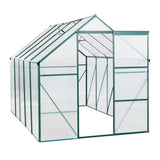 6X10FT Polycarbonat-Gewächshaus mit erhöhtem Sockel und Anker, robustes begehbares Aluminium für den Garten im Freien, ganzjährig grün