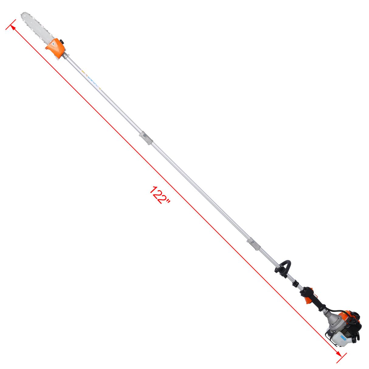 5 in 1 Multi-Functional Trimming Tool 56CC 2-Cycle Garden System with Gas Pole Saw Hedge Grass Trimmer and Brush Cutter EPA Compliant