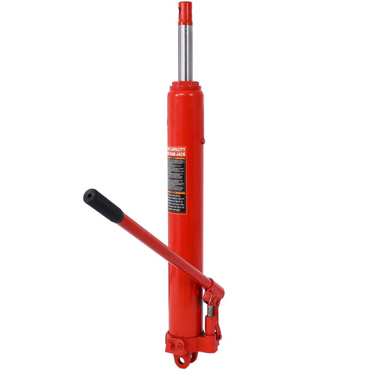 8 Ton Hydraulic Long Ram Jack with Single Piston Pump and Clevis Base--Red