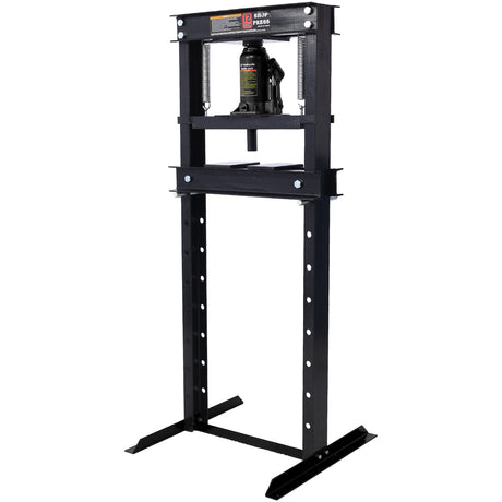 Hydraulic Shop Press 12-Ton Capacity Floor Mount with Press Plates H-Frame Garage Floor Press Adjustable--Black