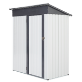 5x3x6ft Garden Metal Storage Lifter Shed Outdoor Storing Tools Rainproof Hinge Door Version Gray White