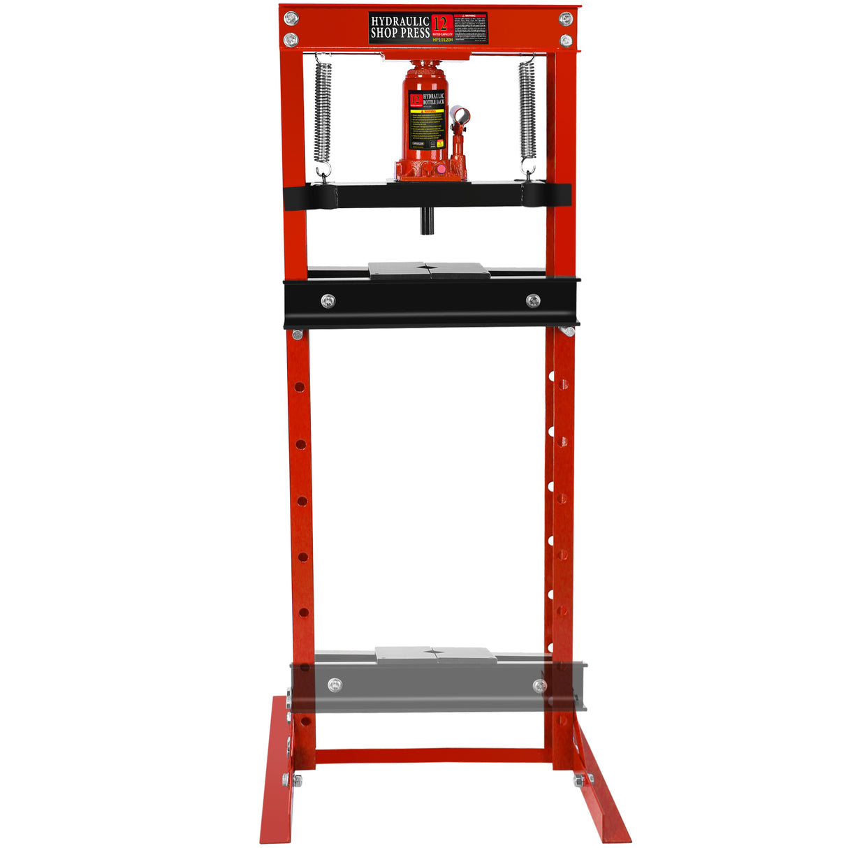 12 Ton Hydraulic Shop Floor Press Steel H-Frame na may mga Plate Adjustable Working Table Stand Jack para sa mga Gear at Bearing