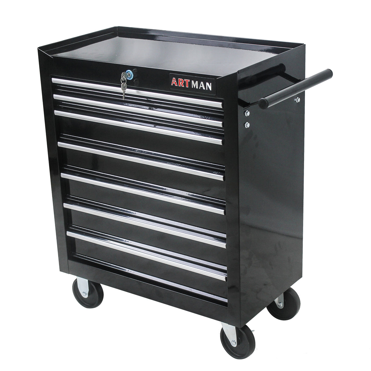 7 Drawers Multifunctional Tool Cart with Wheels Black