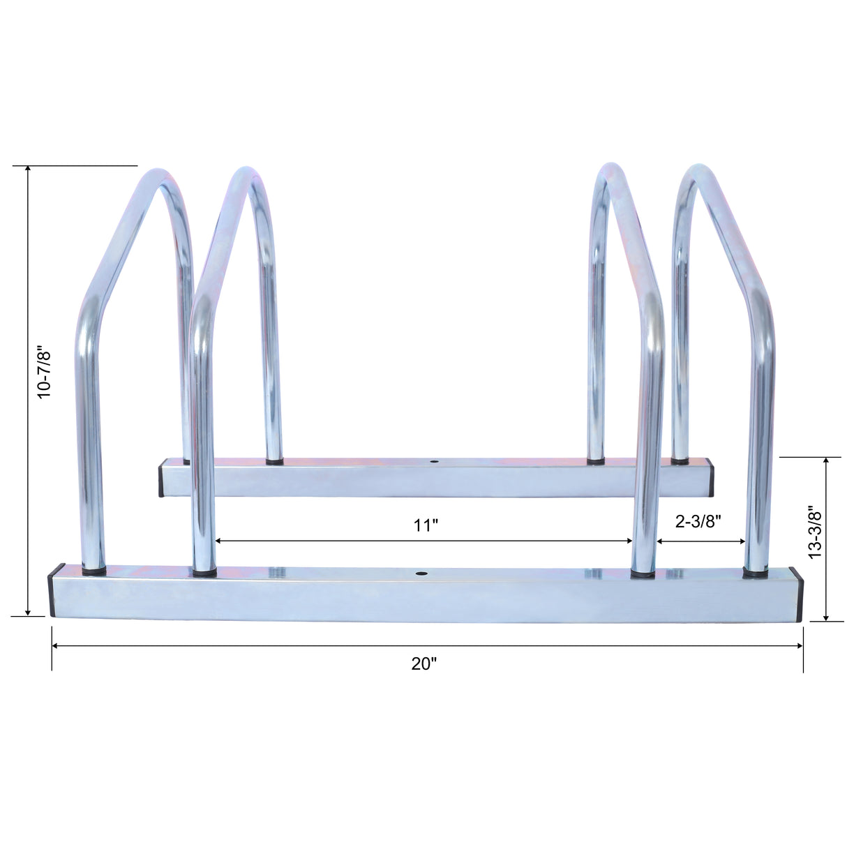 Soporte para bicicletas de piso para 2 bicicletas Estante para estacionamiento Almacenamiento en garaje Interior/exterior Rueda de 22-28" Ancho máximo del neumático 2.15" Galvanización