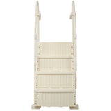 Escalera para piscina de 4 escalones, seguridad resistente para piscinas elevadas, sistema de entrada de escalera con pasamanos, 400 libras, color blanco