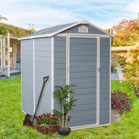 4x6ft Resin Outdoor Storage Shed Kit-Perfect to Store Patio Furniture Grey