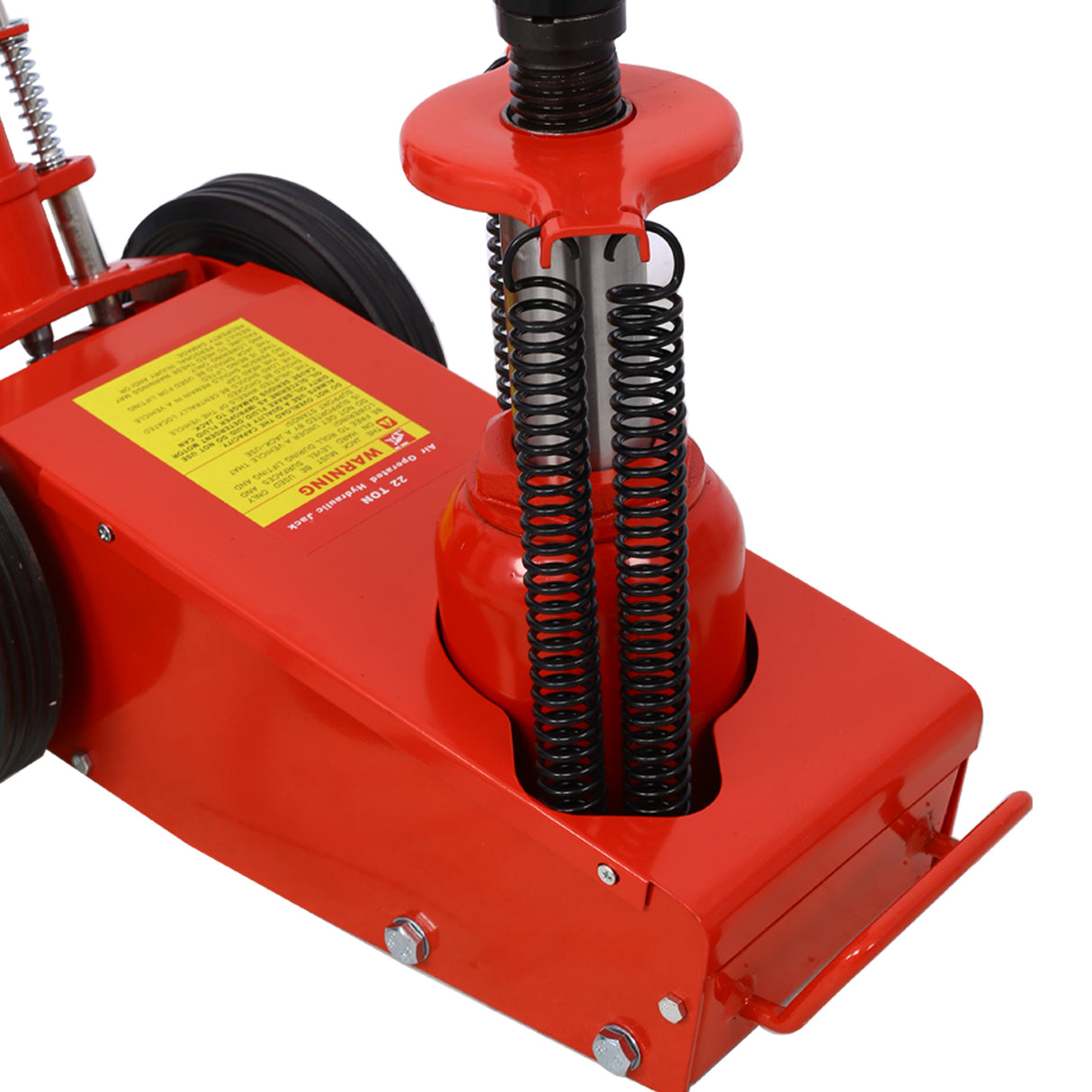 35 Ton Hydraulic Floor Jack Air Operated Axle Bottle with 4 Extension Saddle Set Built-in Wheels Red