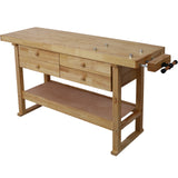 60in Wooden Workbench na may 4 na Drawers para sa Garage Workshop at Home--Natural