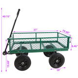 Solid Wheels Tools Cart Wagon Garden Trucks Transport Firewood Green