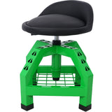 Taburete giratorio neumático de 360 ​​grados, asiento de enredadera rodante mecánico, taller rodante resistente con ruedas, color verde