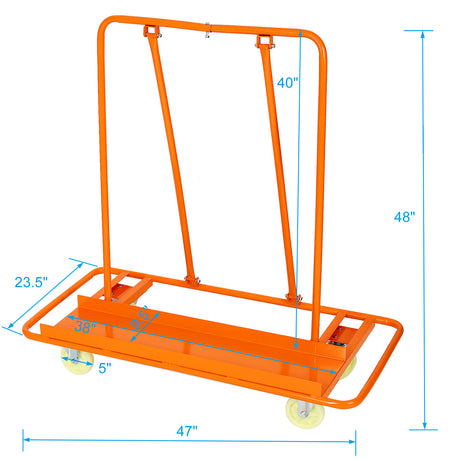 Kraftig gipsplatevogn og paneldolly 1600lbs lastekapasitet Panelservicehjul med brems