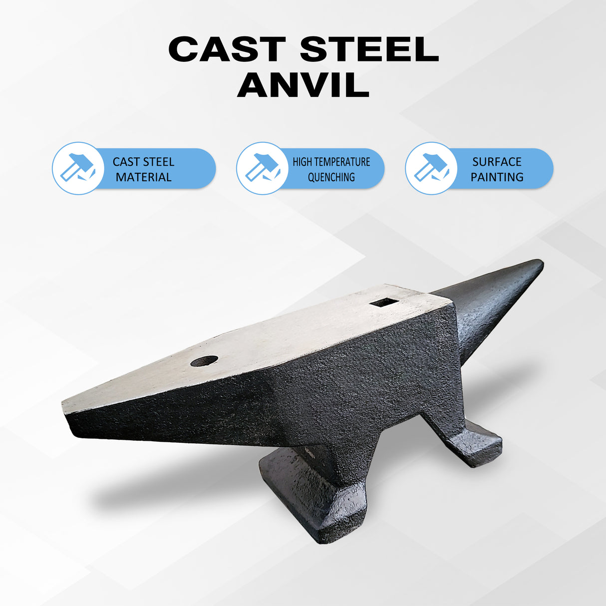 66Lbs Cast Steel Anvil High Hardness Rugged Horn Blacksmith Malaking Countertop at Stable Base na may Round at Square Hole Metalsmith Tool para sa Baluktot at Paghubog