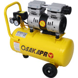 1.5HP Silent Oil-Free Air Compressor 8 Gallon Electric Shop Portable Lightweight with Wheels 70 DBA Noise Level na may Automatic Drain Valve Yellow