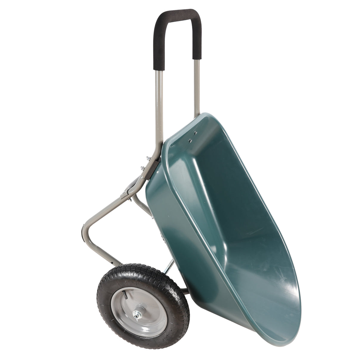 Wheel Barrow Two wheeled Trolley for Green Garden 15 inch Pneumatic 300 lbs Capacity